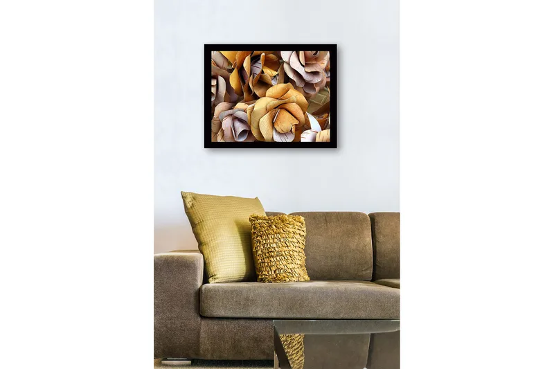 Inramad Canvastavla i trä - 41x56 cm - Torkade rosor i naturliga nyanser - Ljusbrun / Beige / Vit - Inredning - Tavlor & konst