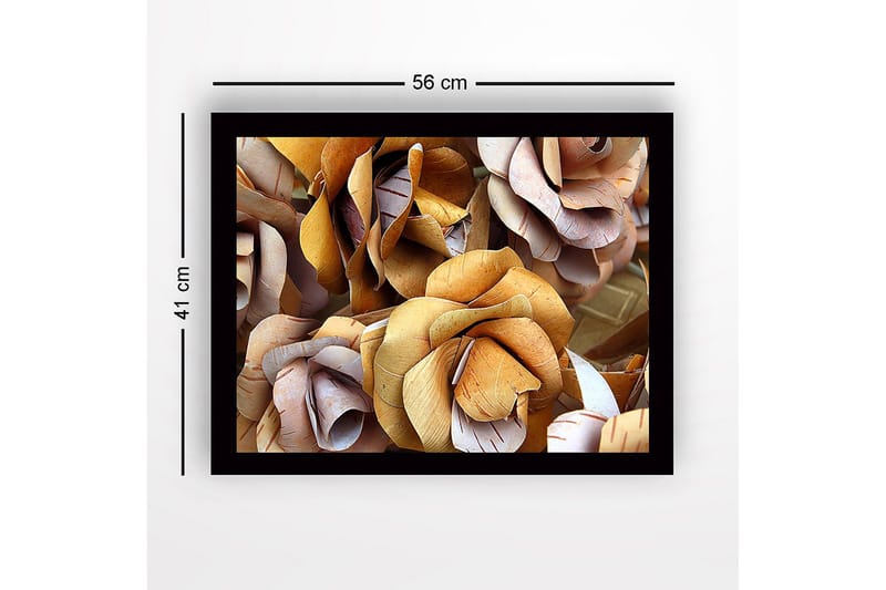 Inramad Canvastavla i trä - 41x56 cm - Torkade rosor i naturliga nyanser - Ljusbrun / Beige / Vit - Inredning - Tavlor & konst