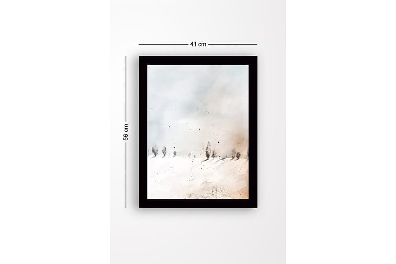 Inramad Canvastavla i trä - 41x56 cm - Vinterlandskap med snöklädda träd - Vit / Ljusgrå / Beige - Inredning - Tavlor & konst