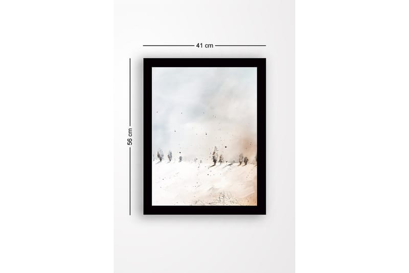 Inramad Canvastavla i trä - 41x56 cm - Vinterlandskap med snöklädda träd - Vit / Ljusgrå / Beige - Inredning - Tavlor & konst