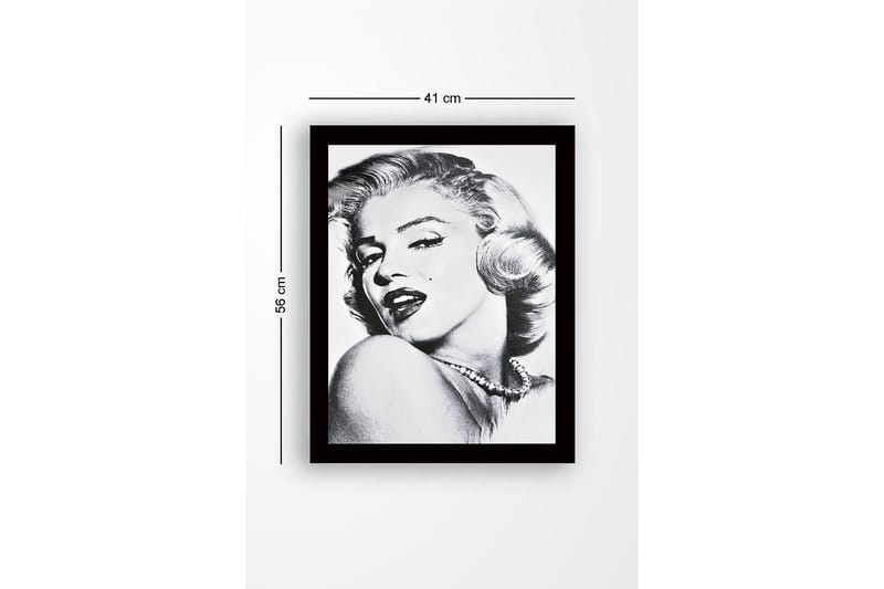 Inramad Canvastavla i trä - 41x56 cm - Porträtt av en glamourös kvinna med en förförisk blick - Svart / Vitt / Grått - Inredning - Tavlor & konst