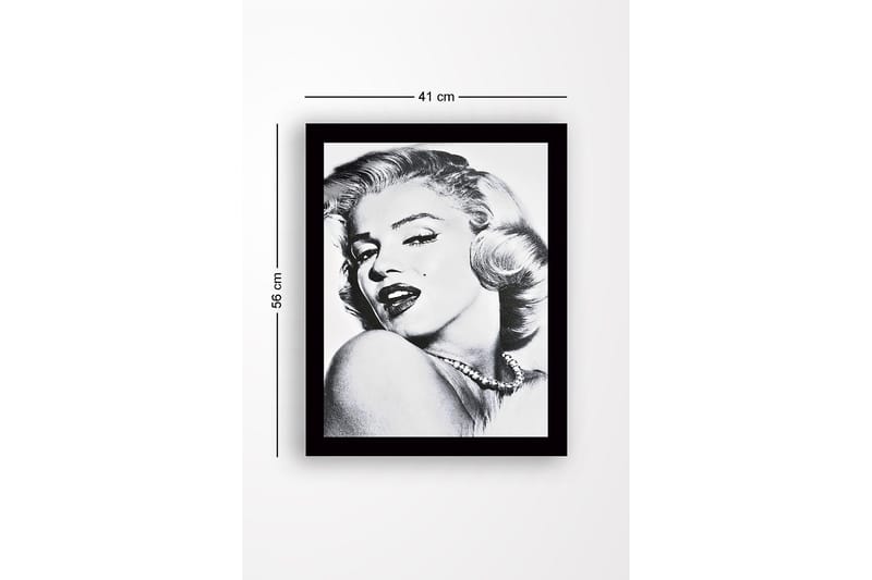 Inramad Canvastavla i trä - 41x56 cm - Porträtt av en glamourös kvinna med en förförisk blick - Svart / Vitt / Grått - Inredning - Tavlor & konst