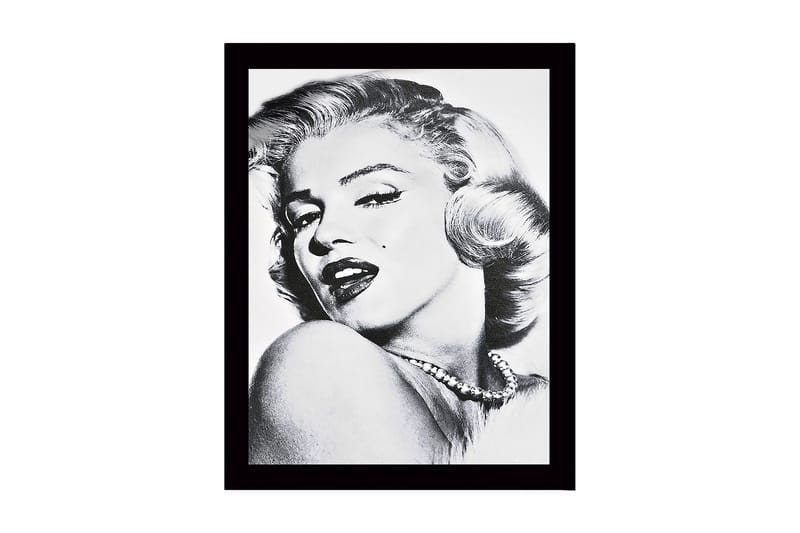 Inramad Canvastavla i trä - 41x56 cm - Porträtt av en glamourös kvinna med en förförisk blick, Svart / Vitt / Grått