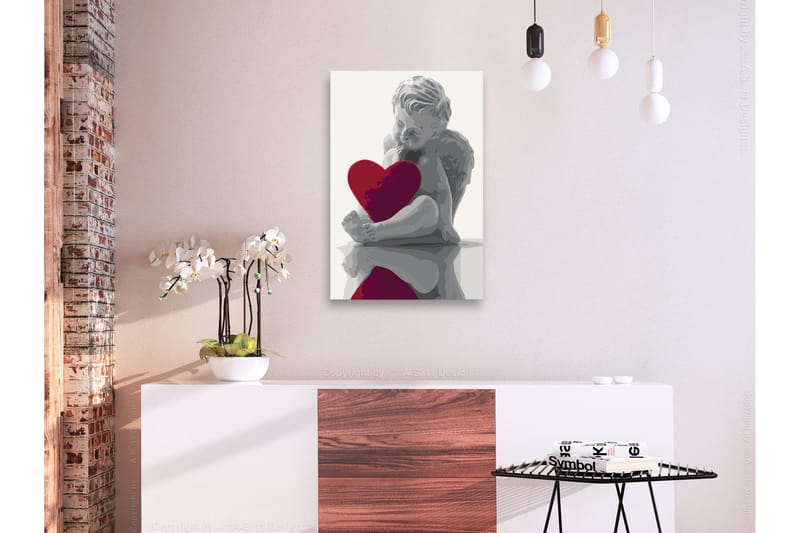 Gör-det-själv Målningar Angel Red Heart 40x60 cm - Artgeist sp. z o. o. - Inredning - Tavlor & konst - Måla själv