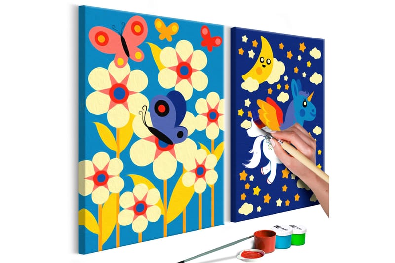 Gör-det-själv Målningar Butterfly & Unicorn 33x23 cm - Artgeist sp. z o. o. - Gör det själv tavla