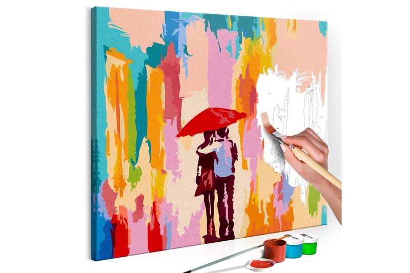 Gör-det-själv Målningar Couple Under An Umbrella 45x45 cm - Artgeist sp. z o. o. - Gör det själv tavla