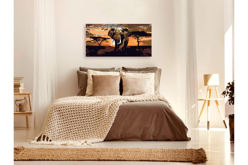 Gör-det-själv Målningar Elephant in Africa 80x40 cm - Artgeist sp. z o. o. - Gör det själv tavla