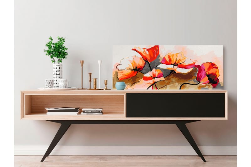 Gör-det-själv Målningar Flowers Delicate Poppies 100x40 cm - Artgeist sp. z o. o. - Gör det själv tavla