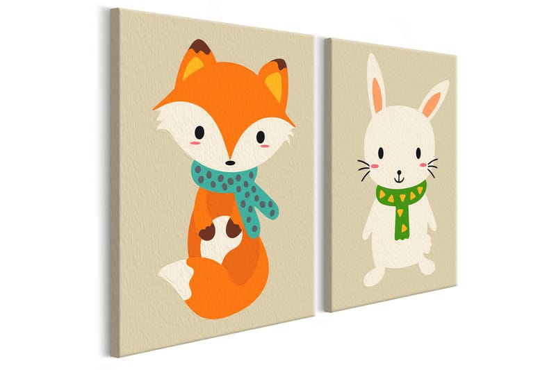 Gör-det-själv Målningar Fox & Bunny 33x23 cm - Artgeist sp. z o. o. - Gör det själv tavla