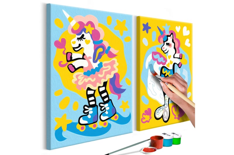 Gör-det-själv Målningar Funny Unicorns 33x23 cm - Artgeist sp. z o. o. - Gör det själv tavla