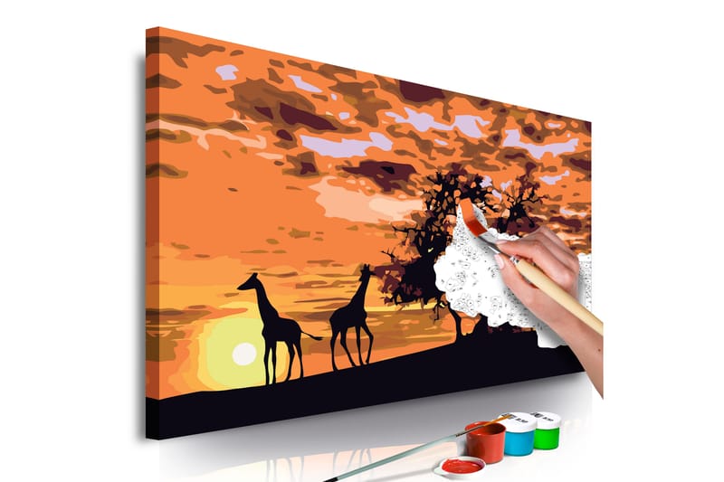 Gör-det-själv Målningar Giraffes & Elephants 60x40 cm - Artgeist sp. z o. o. - Gör det själv tavla