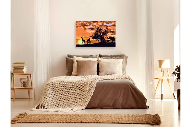 Gör-det-själv Målningar Giraffes & Elephants 60x40 cm - Artgeist sp. z o. o. - Inredning - Tavlor & konst - Måla själv