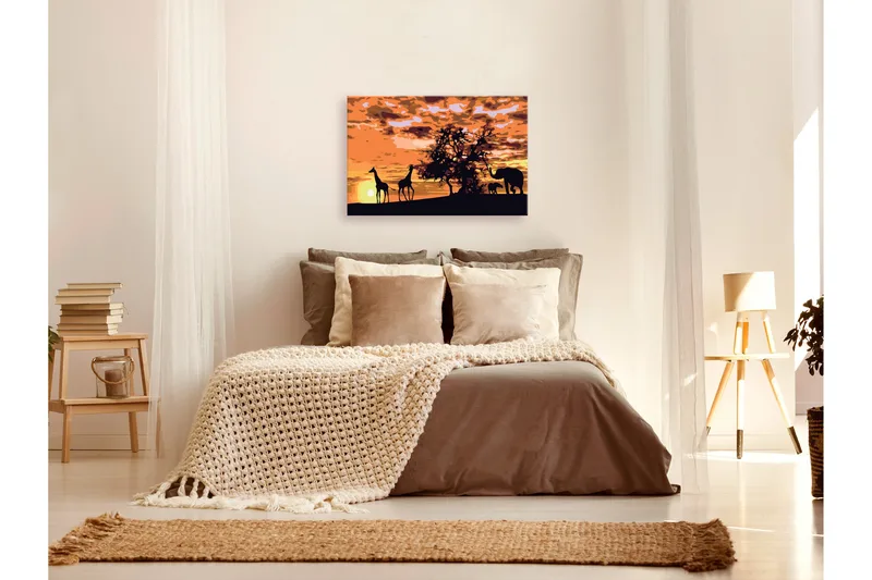 Gör-det-själv Målningar Giraffes & Elephants 60x40 cm - Artgeist sp. z o. o. - Inredning - Tavlor & konst - Måla själv