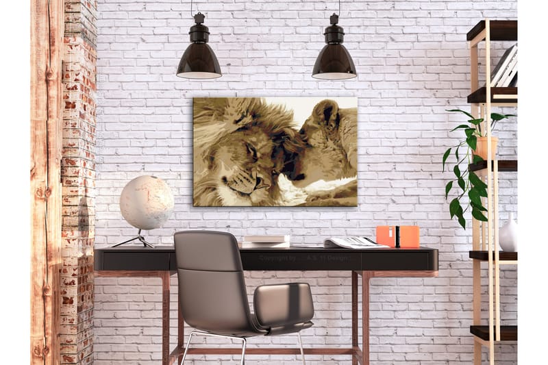 Gör-det-själv Målningar Lions In Love 60x40 cm - Artgeist sp. z o. o. - Gör det själv tavla