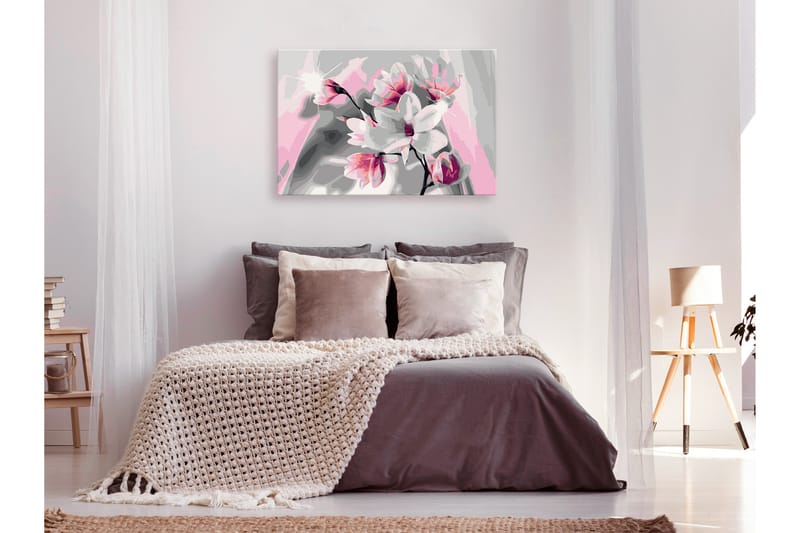 Gör-det-själv Målningar Magnolia Grey Background 60x40 cm - Artgeist sp. z o. o. - Gör det själv tavla