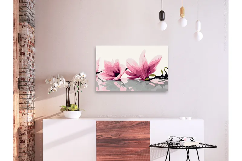 Gör-det-själv Målningar Magnolia White Background 60x40 cm - Artgeist sp. z o. o. - Inredning - Tavlor & konst - Måla själv