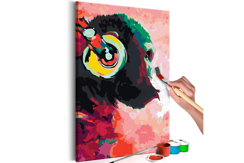 Gör-det-själv Målningar Monkey In Headphones 40x60 cm - Artgeist sp. z o. o. - Inredning - Tavlor & konst - Måla själv