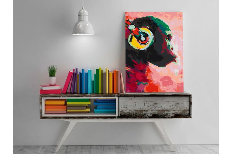 Gör-det-själv Målningar Monkey In Headphones 40x60 cm - Artgeist sp. z o. o. - Inredning - Tavlor & konst - Måla själv