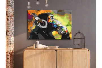Gör-det-själv Målningar Monkey In Headphones 60x40 cm - Artgeist sp. z o. o. - Inredning - Tavlor & konst - Måla själv
