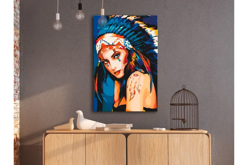 Gör-det-själv Målningar Native American Girl 40x60 cm - Artgeist sp. z o. o. - Inredning - Tavlor & konst - Måla själv