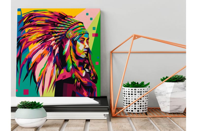Gör-det-själv Målningar Native American Plume 40x40 cm - Artgeist sp. z o. o. - Gör det själv tavla