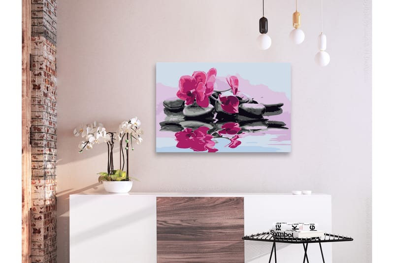 Gör-det-själv Målningar Orchid With Zen Stones 60x40 cm - Artgeist sp. z o. o. - Inredning - Tavlor & konst - Måla själv