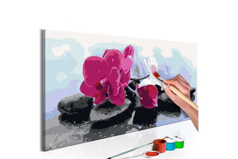 Gör-det-själv Målningar Orchid With Zen Stones 80x40 cm - Artgeist sp. z o. o. - Gör det själv tavla