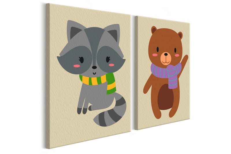 Gör-det-själv Målningar Raccoon & Bear 33x23 cm - Artgeist sp. z o. o. - Gör det själv tavla