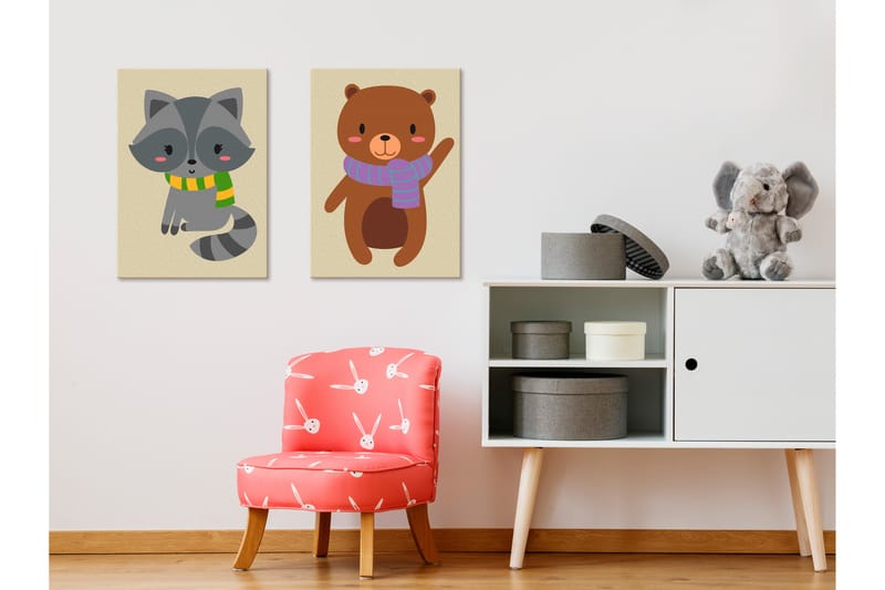 Gör-det-själv Målningar Raccoon & Bear 33x23 cm - Artgeist sp. z o. o. - Gör det själv tavla