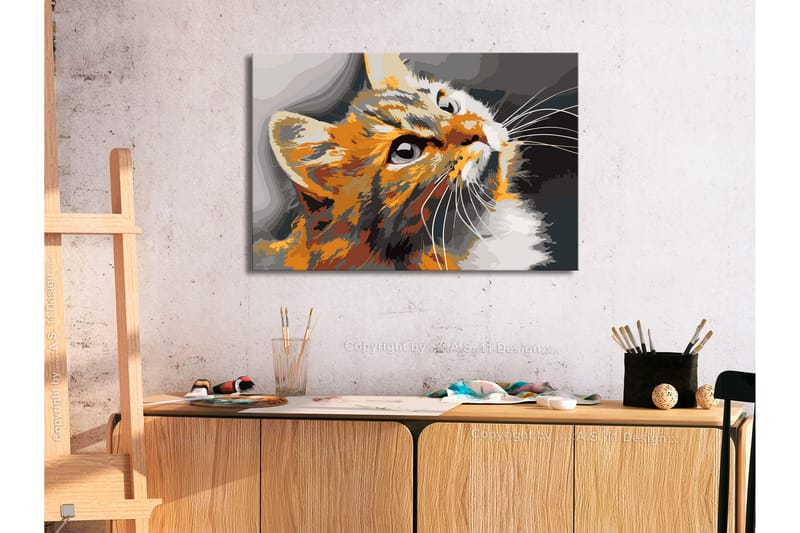Gör-det-själv Målningar Red Cat  60x40 cm - Artgeist sp. z o. o. - Inredning - Tavlor & konst - Måla själv