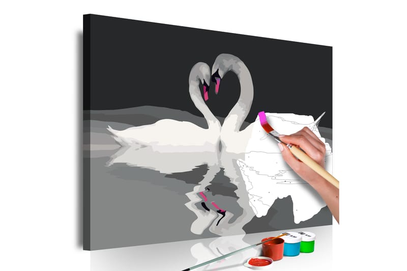 Gör-det-själv Målningar Swan Couple 60x40 cm - Artgeist sp. z o. o. - Inredning - Tavlor & konst - Måla själv
