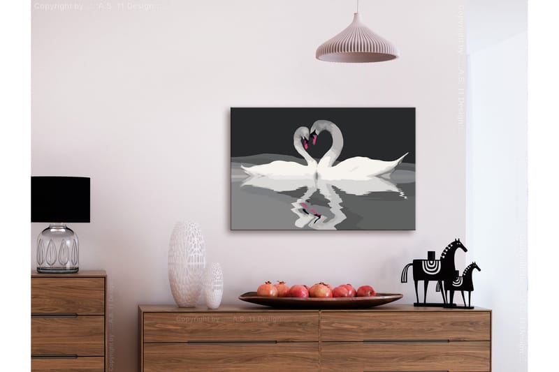 Gör-det-själv Målningar Swan Couple 60x40 cm - Artgeist sp. z o. o. - Inredning - Tavlor & konst - Måla själv