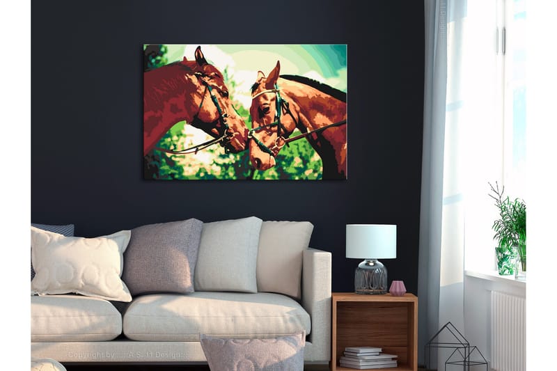 Gör-det-själv Målningar Two Horses  60x40 cm - Artgeist sp. z o. o. - Inredning - Tavlor & konst - Måla själv