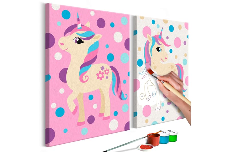 Gör-det-själv Målningar Unicorns Pastel Colours 33x23 cm - Artgeist sp. z o. o. - Gör det själv tavla