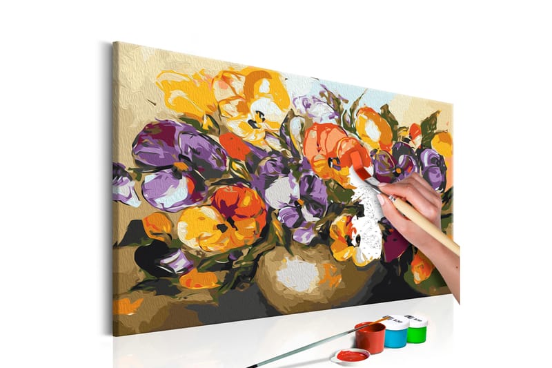 Gör-det-själv Målningar Vase Of Pansies 60x40 cm - Artgeist sp. z o. o. - Gör det själv tavla