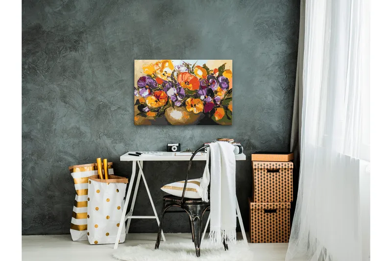 Gör-det-själv Målningar Vase Of Pansies 60x40 cm - Artgeist sp. z o. o. - Inredning - Tavlor & konst - Måla själv