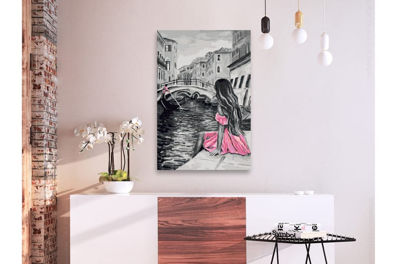 Gör-det-själv Målningar Venice A Girl In Pink 40x60 cm - Artgeist sp. z o. o. - Gör det själv tavla