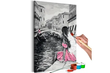 Gör-det-själv Målningar Venice A Girl In Pink 40x60 cm - Artgeist sp. z o. o. - Inredning - Tavlor & konst - Måla själv