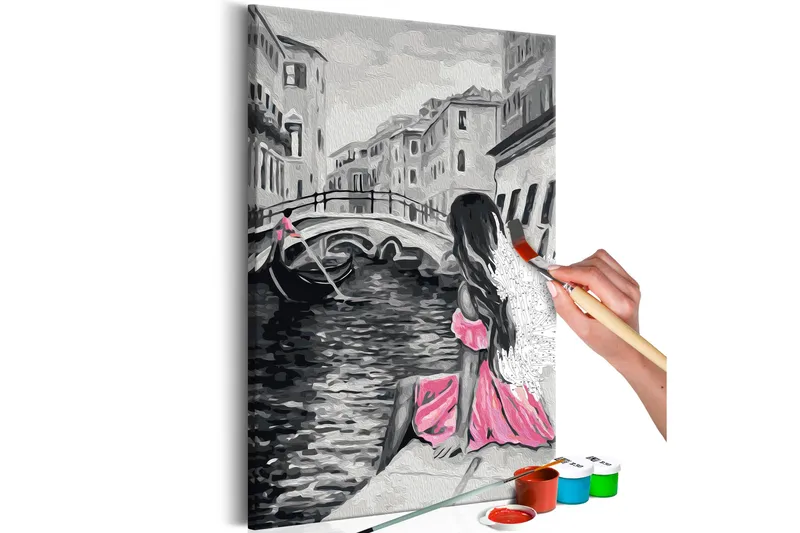 Gör-det-själv Målningar Venice A Girl In Pink 40x60 cm, Artgeist sp. z o. o.