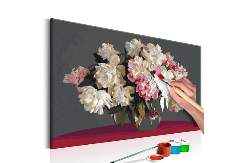 Gör-det-själv Målningar White Flowers In A Vase 60x40 cm - Artgeist sp. z o. o. - Gör det själv tavla