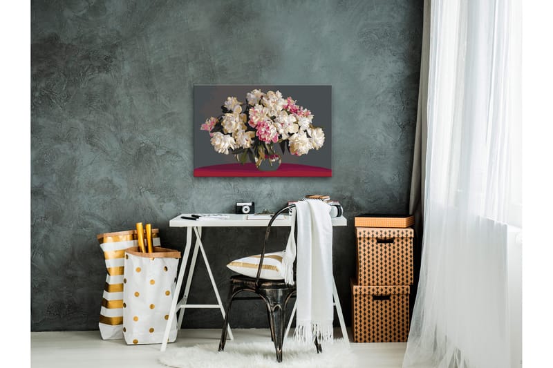Gör-det-själv Målningar White Flowers In A Vase 60x40 cm - Artgeist sp. z o. o. - Inredning - Tavlor & konst - Måla själv