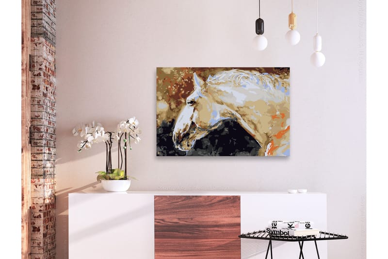 Gör-det-själv Målningar White Horse 60x40 cm - Artgeist sp. z o. o. - Inredning - Tavlor & konst - Måla själv