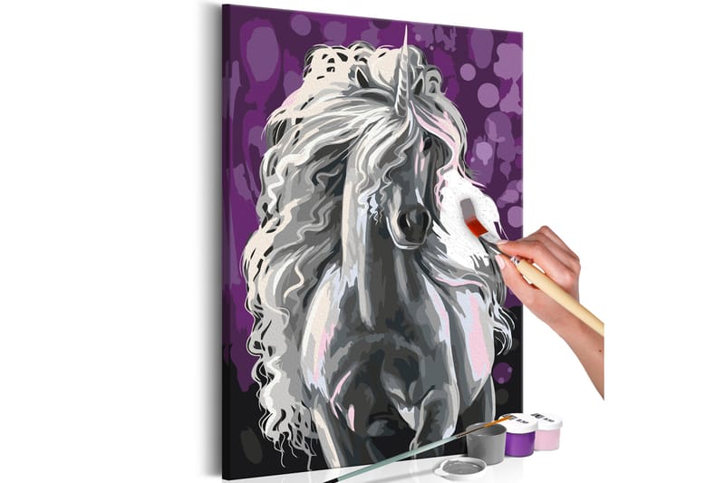 Gör-det-själv Målningar White Unicorn 40x60 cm - Artgeist sp. z o. o. - Gör det själv tavla