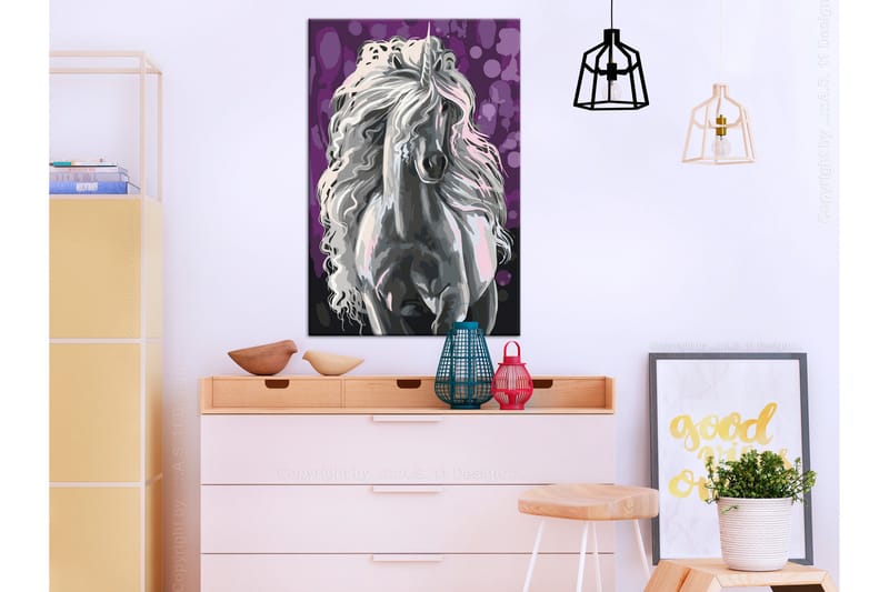 Gör-det-själv Målningar White Unicorn 40x60 cm - Artgeist sp. z o. o. - Inredning - Tavlor & konst - Måla själv
