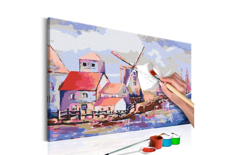 Gör-det-själv Målningar Windmills Landscape 60x40 cm - Artgeist sp. z o. o. - Inredning - Tavlor & konst - Måla själv