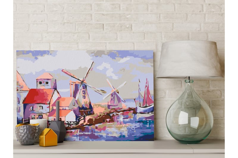 Gör-det-själv Målningar Windmills Landscape 60x40 cm - Artgeist sp. z o. o. - Gör det själv tavla