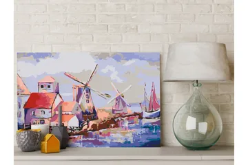 Gör-det-själv Målningar Windmills Landscape 60x40 cm - Artgeist sp. z o. o. - Inredning - Tavlor & konst - Måla själv