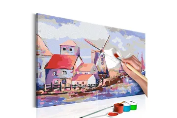 Gör-det-själv Målningar Windmills Landscape 60x40 cm - Artgeist sp. z o. o. - Inredning - Tavlor & konst - Måla själv