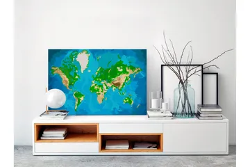 Gör-det-själv Målningar World Map Blue & Green 60x40 cm - Artgeist sp. z o. o. - Inredning - Tavlor & konst - Måla själv