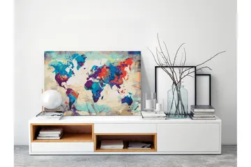 Gör-det-själv Målningar World Map Blue & Red 60x40 cm - Artgeist sp. z o. o. - Inredning - Tavlor & konst - Måla själv
